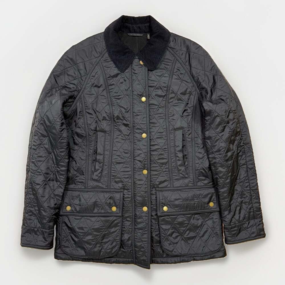 Barbour Beadnell Polarquilt Jacket Women's 6 Black Full Zip New York Outerwear
